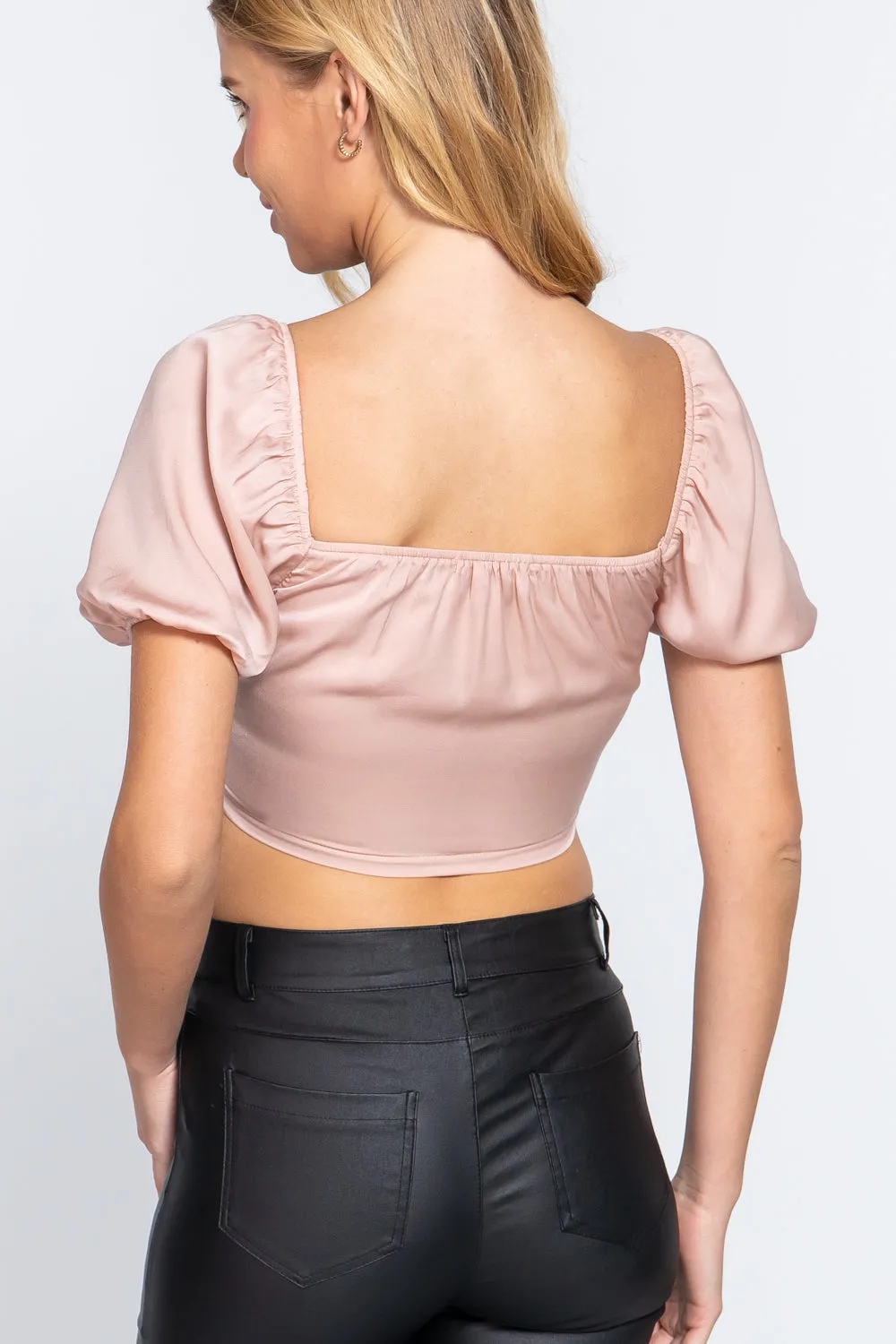 Shirring Satin Crop Top