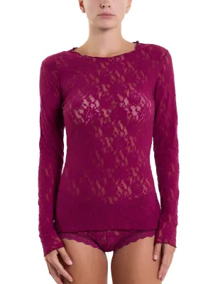 Signature Lace Long Sleeve Top Sugar Plum Red Sale