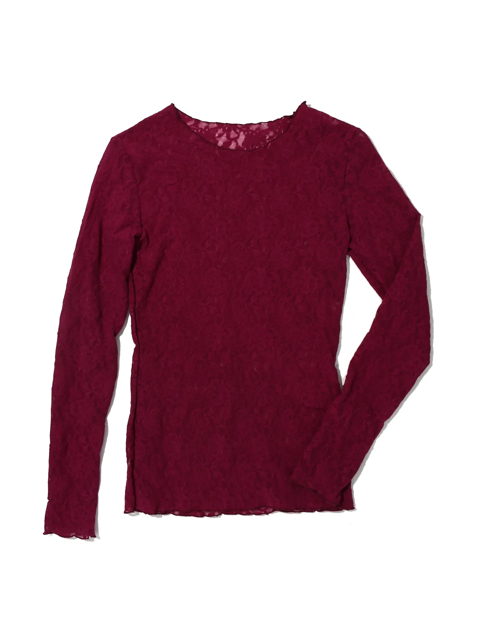 Signature Lace Long Sleeve Top Sugar Plum Red Sale