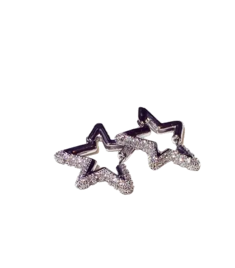 Silver Crystal Embellished Star Earrings In Gift Box
