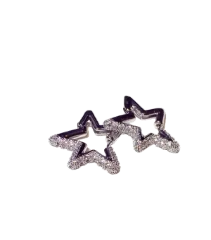 Silver Crystal Embellished Star Earrings In Gift Box