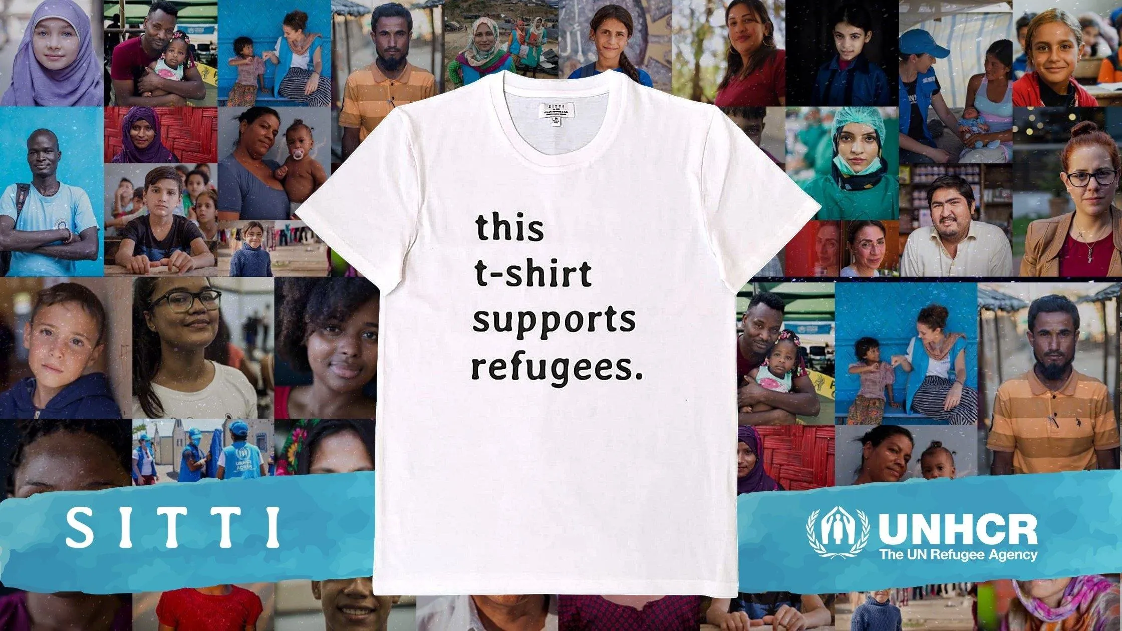 Sitti x UNHCR: "this t-shirt supports refugees." Unisex T-Shirt.