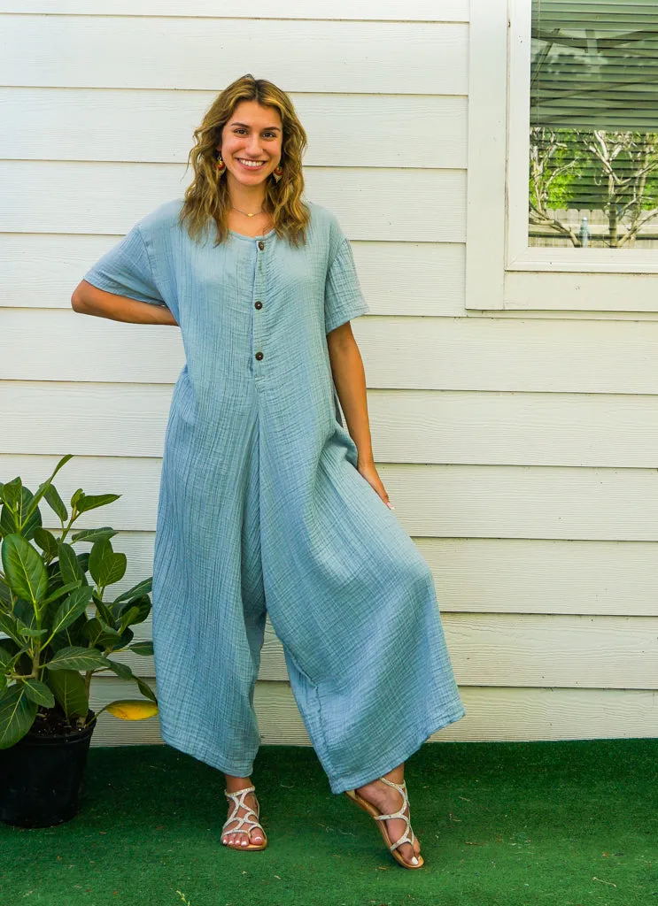 Sky Haven Organic Double Gauzed Cotton Jumpsuit with Pockets