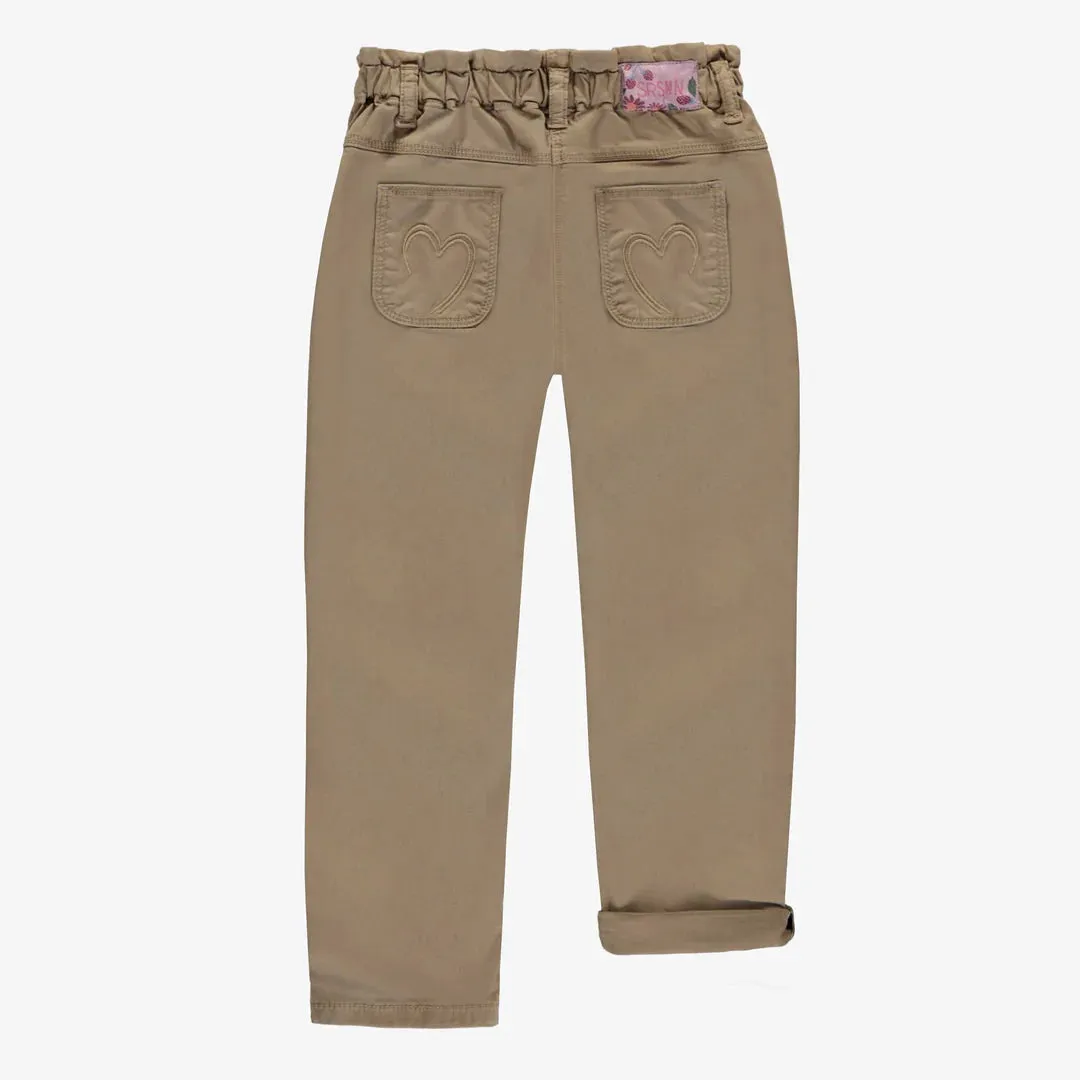 Souris Mini Girls Wide Fit Paperbag Waist Denim Pants - Sand