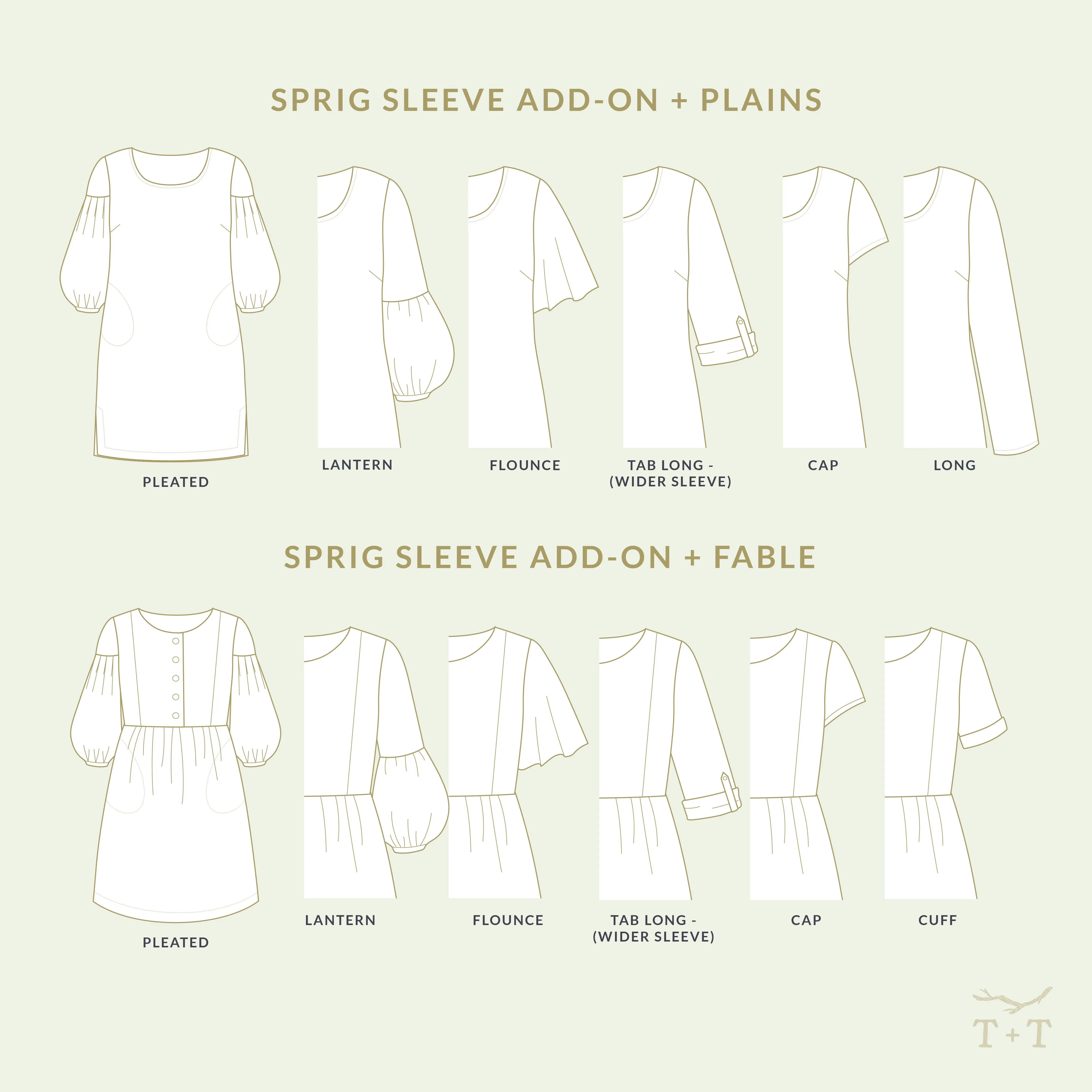 Sprig Sleeve Add-on Sewing Pattern - Women's/Curved Fit ~ for Plains   Fable Dresses