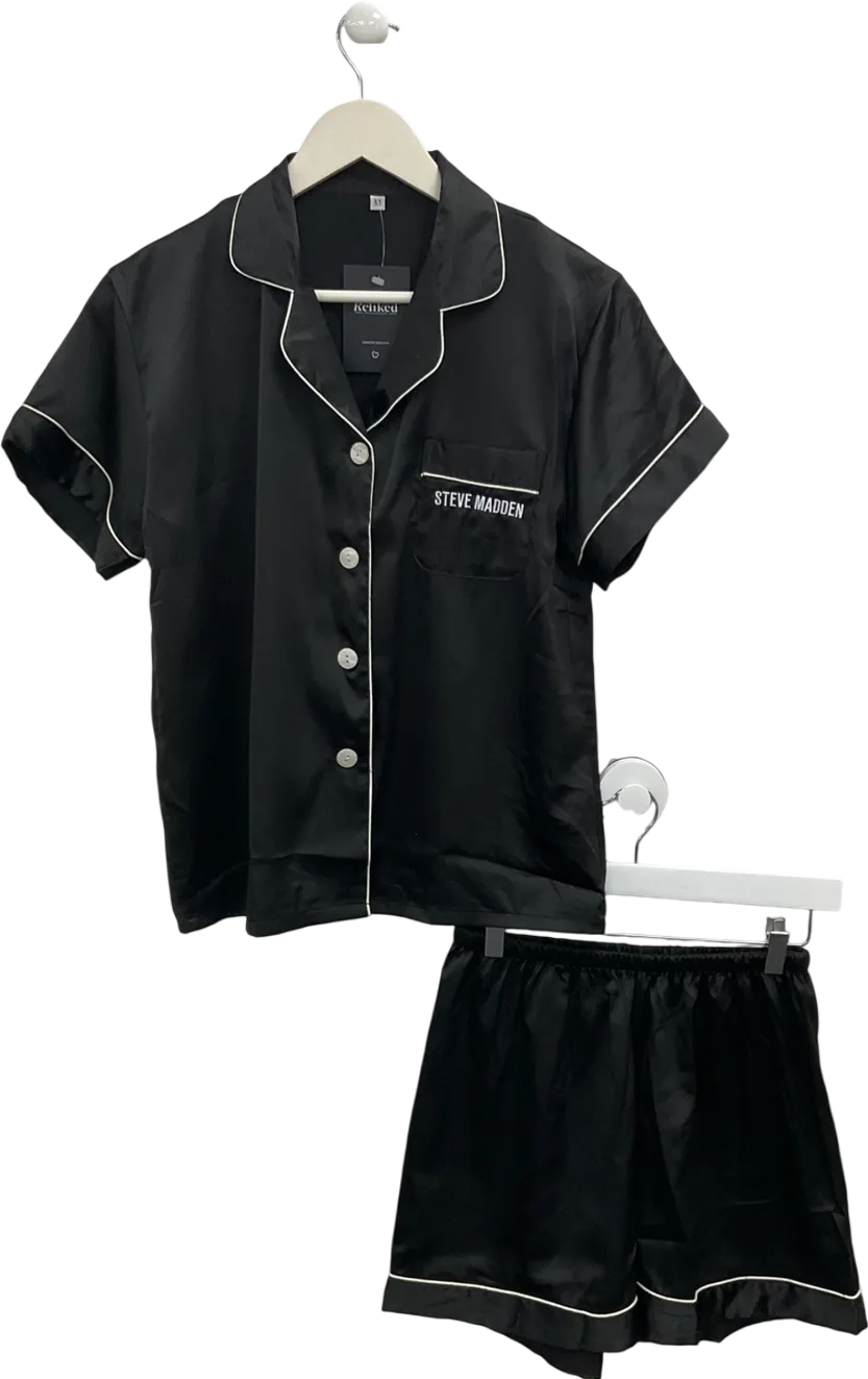 STEVE MADDEN Black Satin Pyjamas UK M