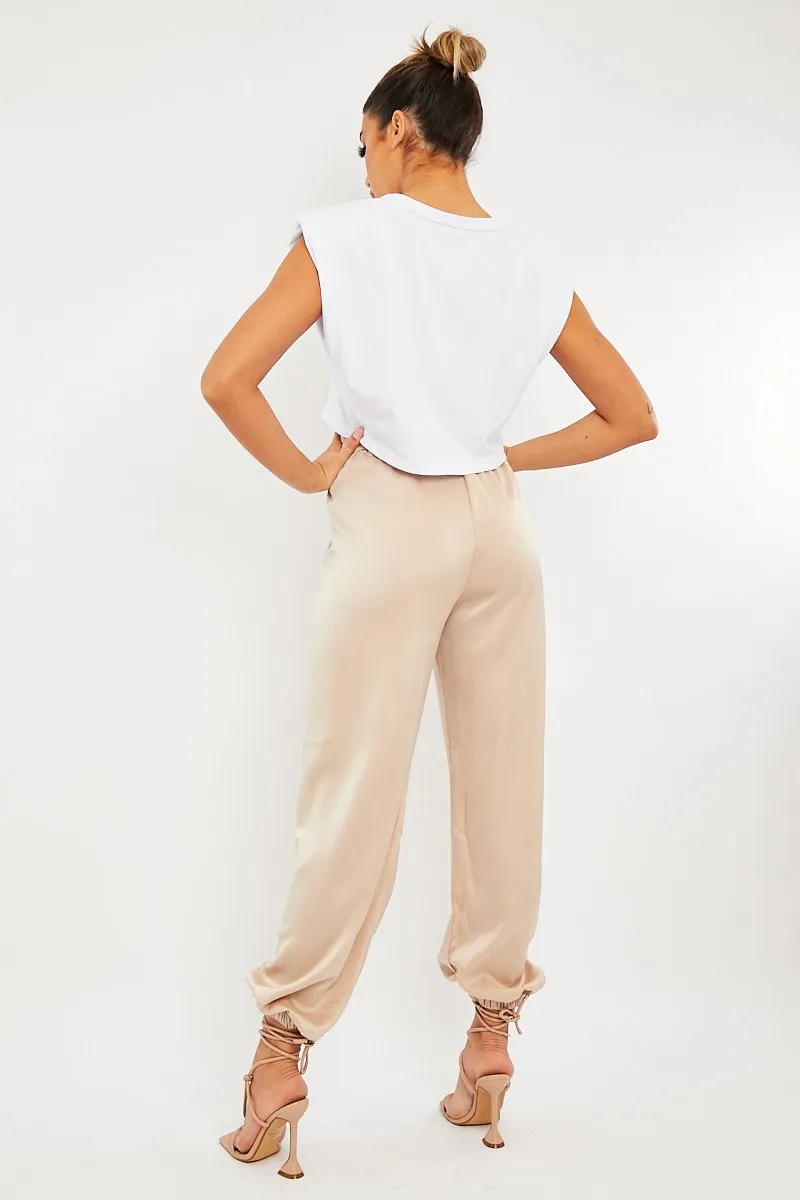 Stone Luxe Satin Joggers - Ilona