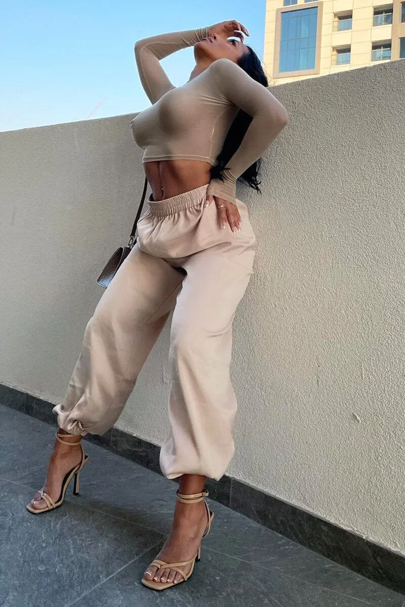 Stone Luxe Satin Joggers - Ilona