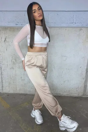 Stone Luxe Satin Joggers - Ilona