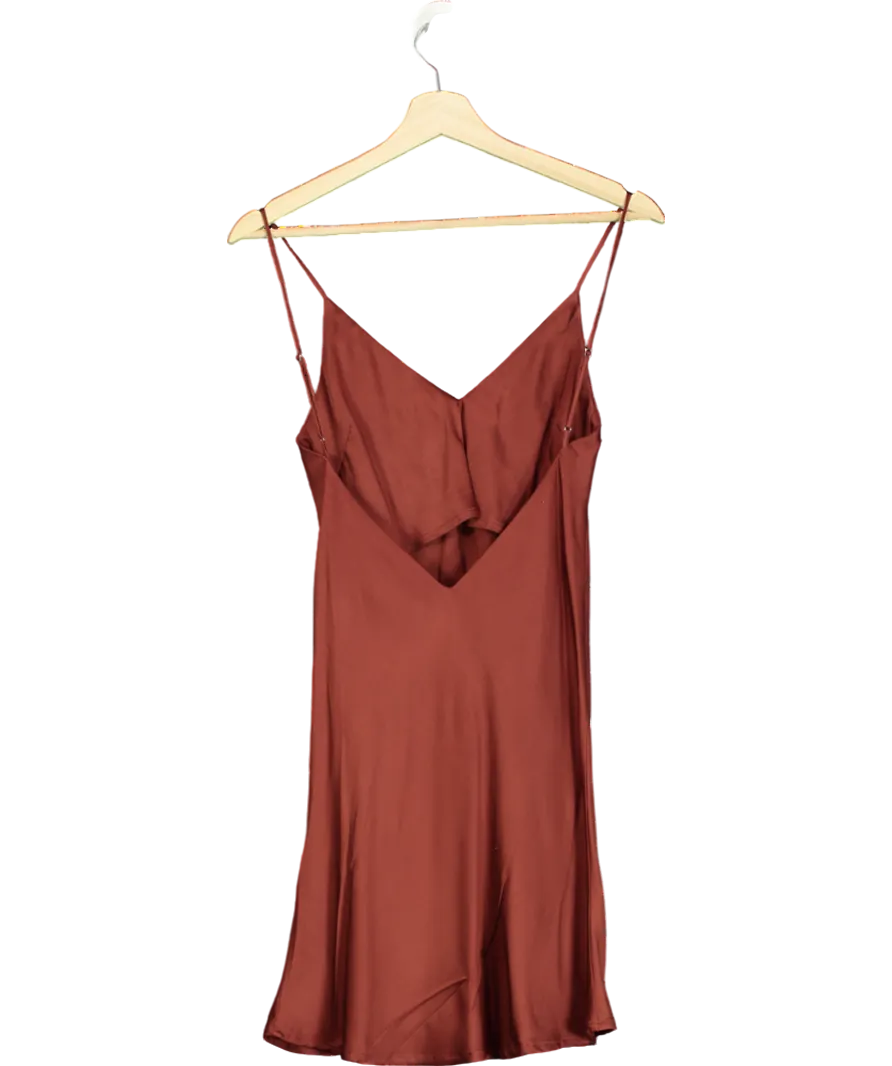 Studio Matis Brown V-back Satin Mini Dress UK XS