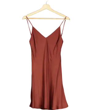 Studio Matis Brown V-back Satin Mini Dress UK XS