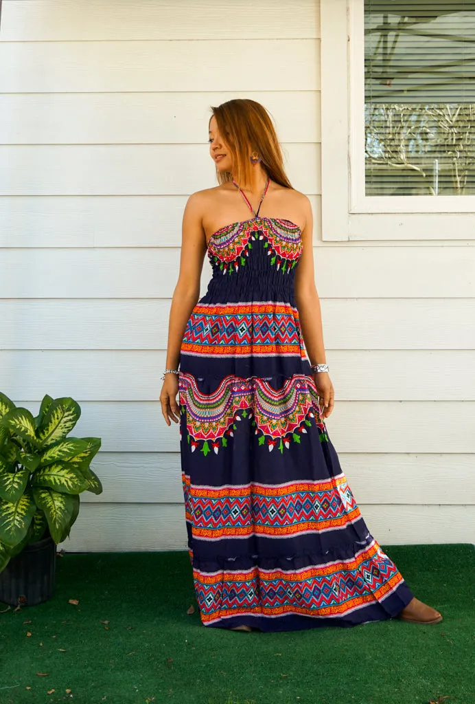 Tribal Sunset Tiered SunDress Maxi Dress