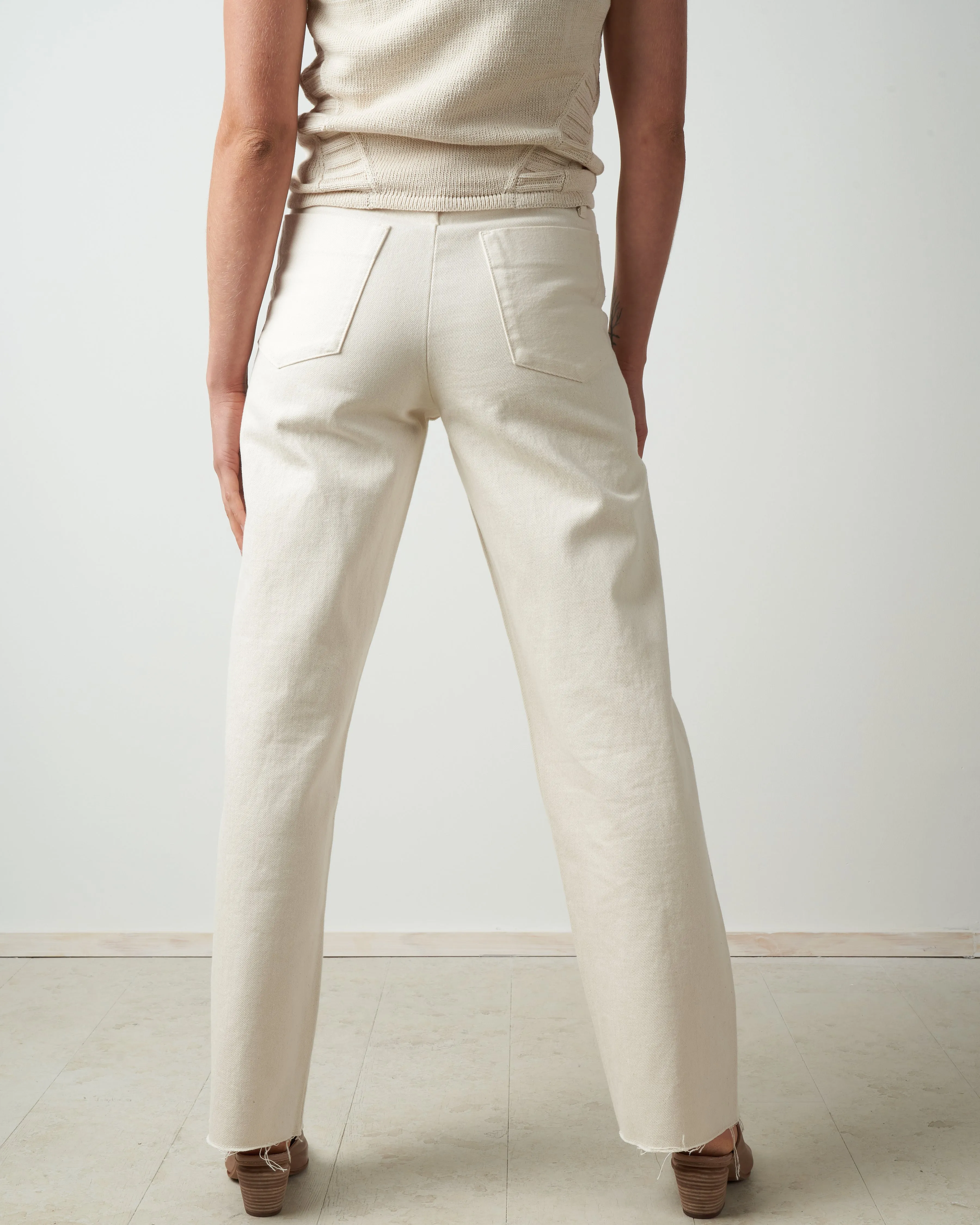 unfinished dad jean - raw white
