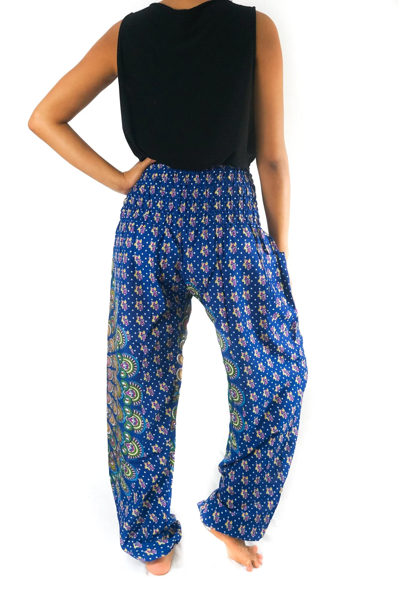Unisex Bohemian Chakra Harem Pants- Blue Multi