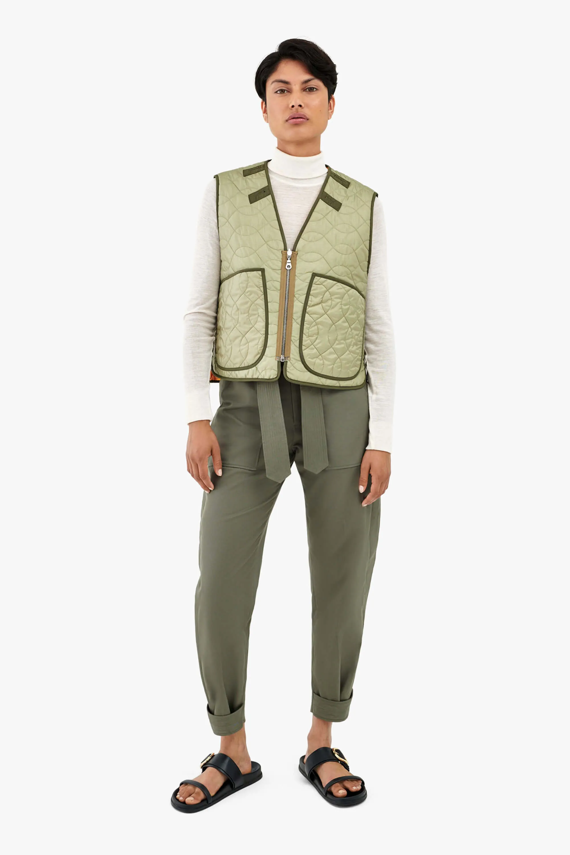 Utility Quilt Vest - Clementine / Pale Sage