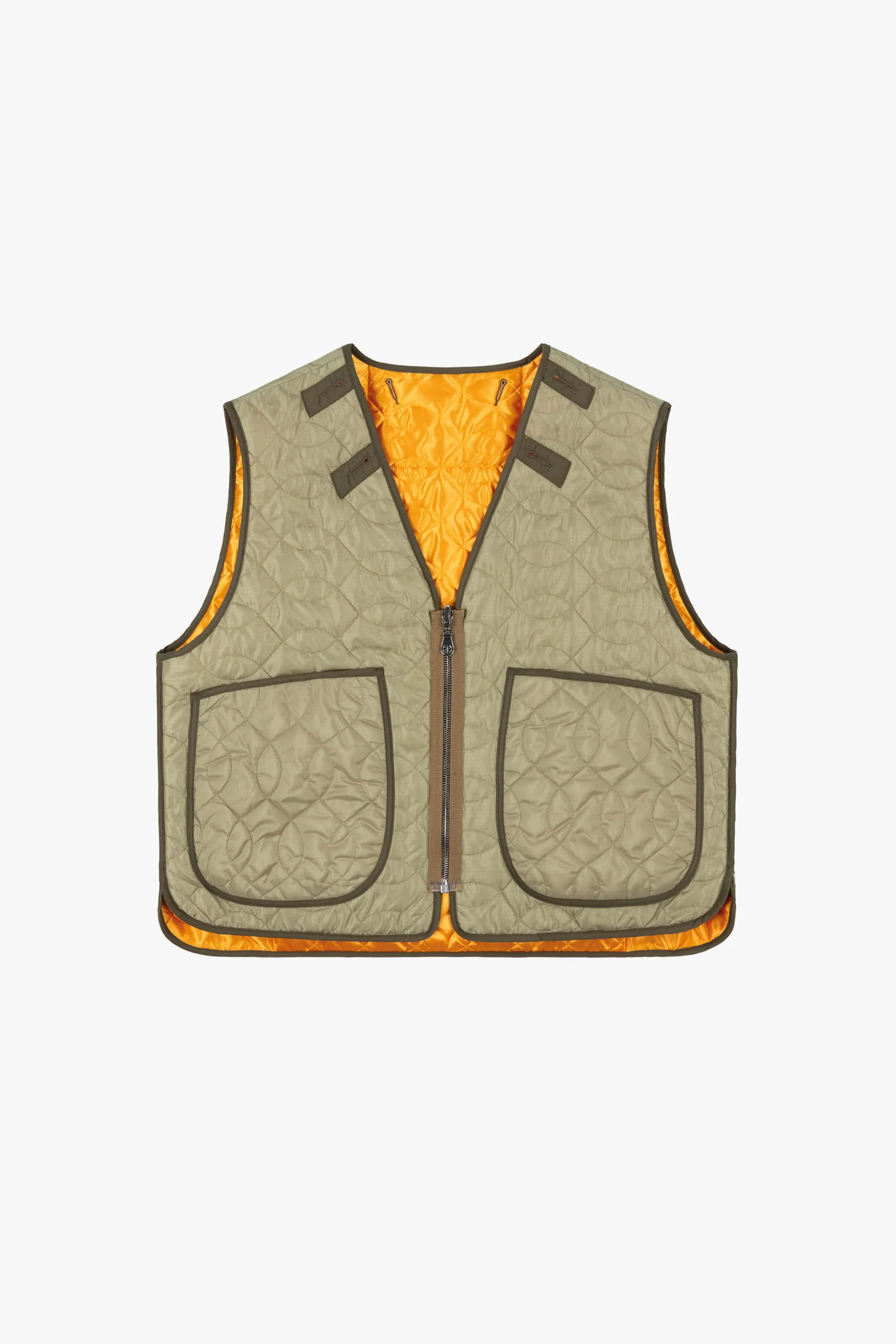 Utility Quilt Vest - Clementine / Pale Sage