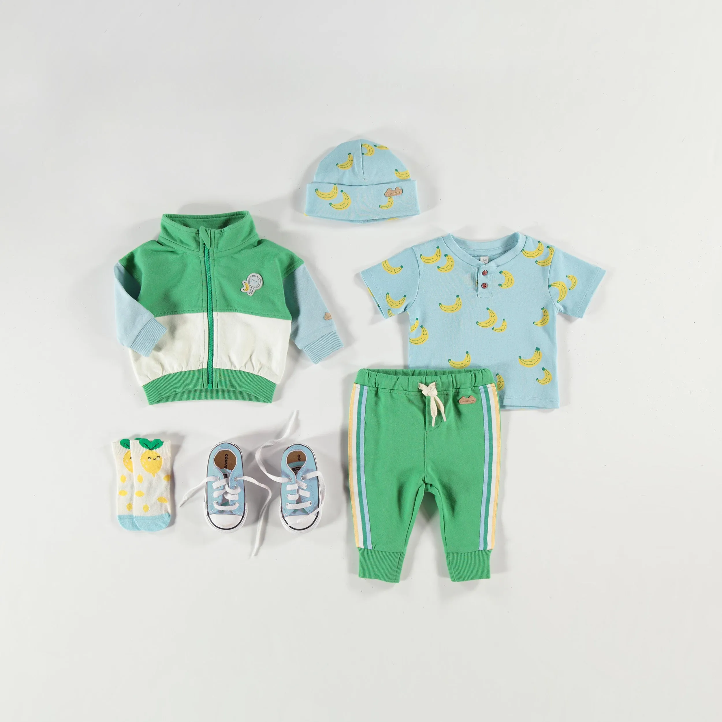 Veste verte en coton français, naissance || Green jacket in French terry, newborn