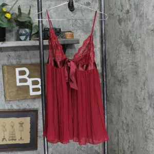 Victoria's Secret Womens Pleated Ribbon Lace Cami Red See Measurements