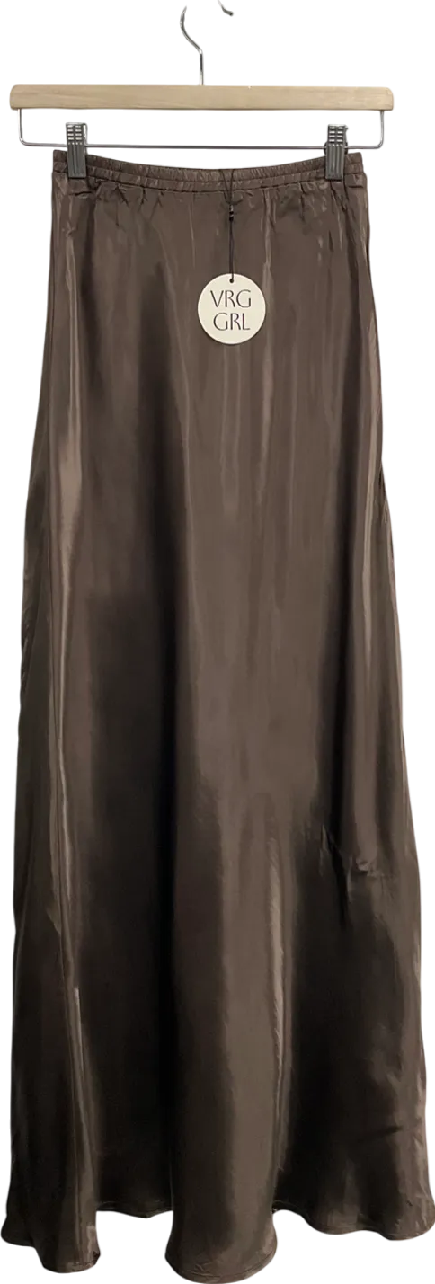 Vrg Grl Green Satin Maxi Skirt UK 8
