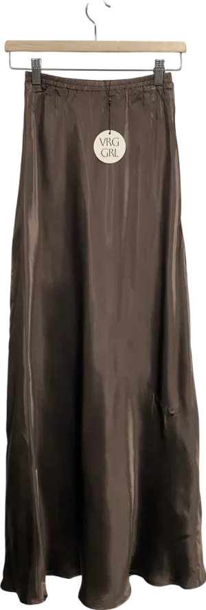 Vrg Grl Green Satin Maxi Skirt UK 8