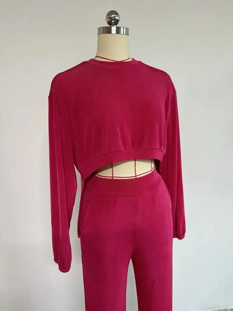 Wide Leg Pants Casual Set