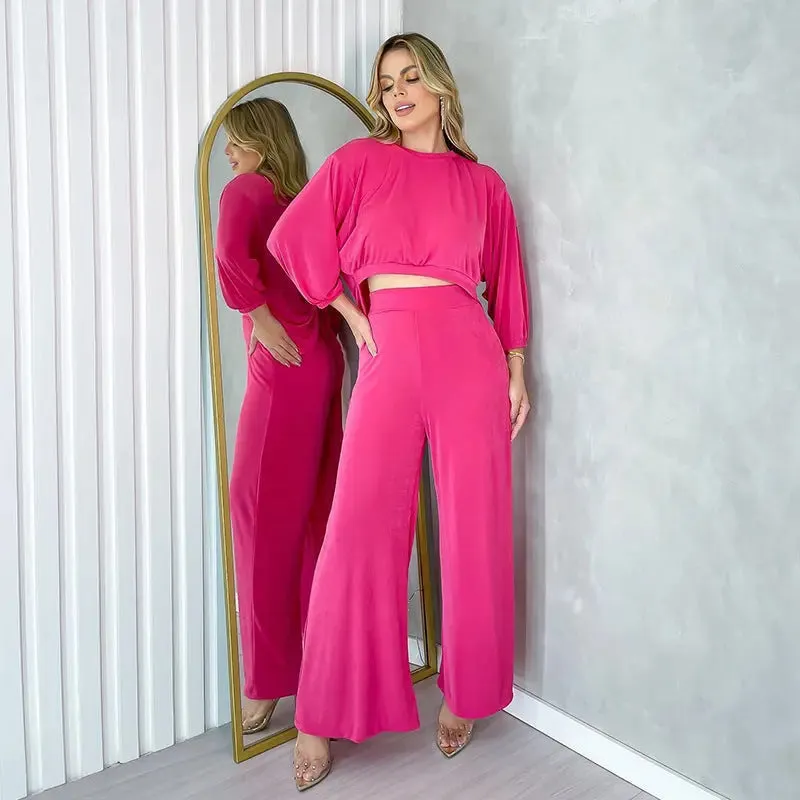 Wide Leg Pants Casual Set