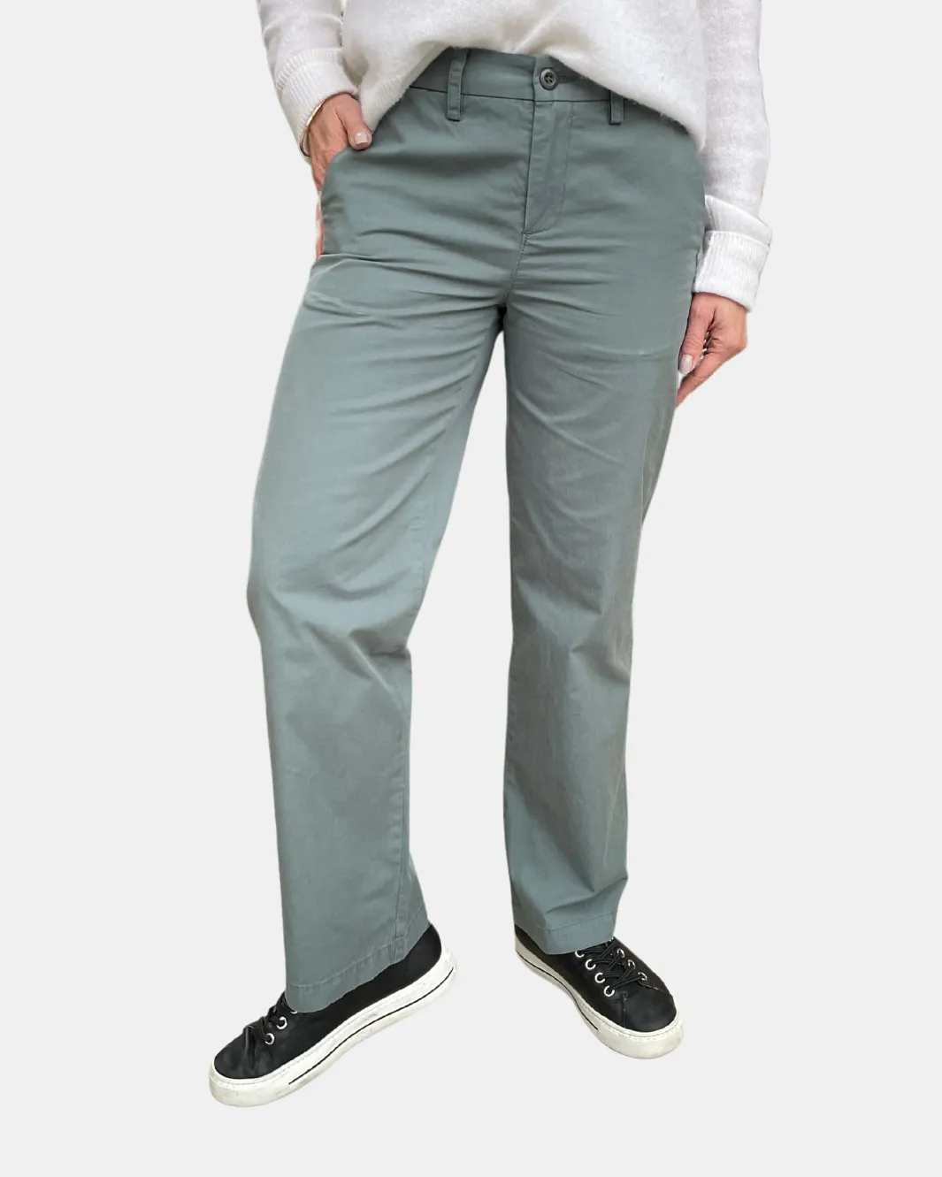 WIDE LEG PANTS IN LODEN GREEN