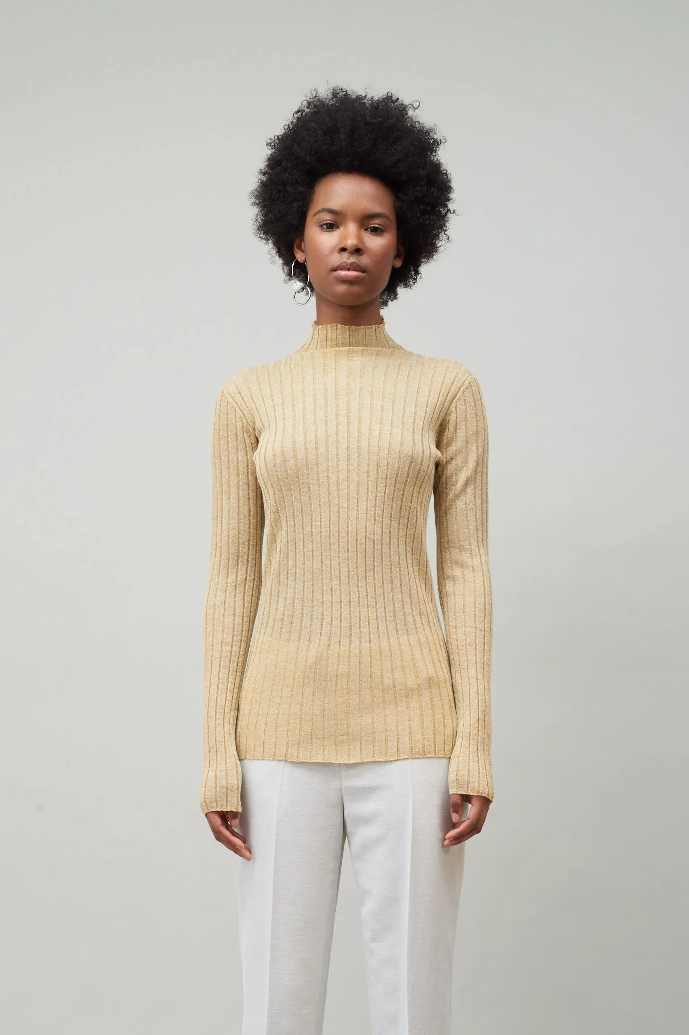 WIDE RIB TURTLENECK - GOLD