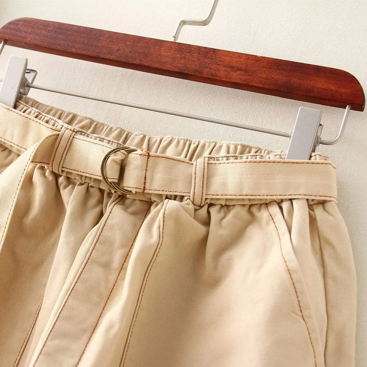 Women's Casual Elastic Pants With "Promise" Characters Belt