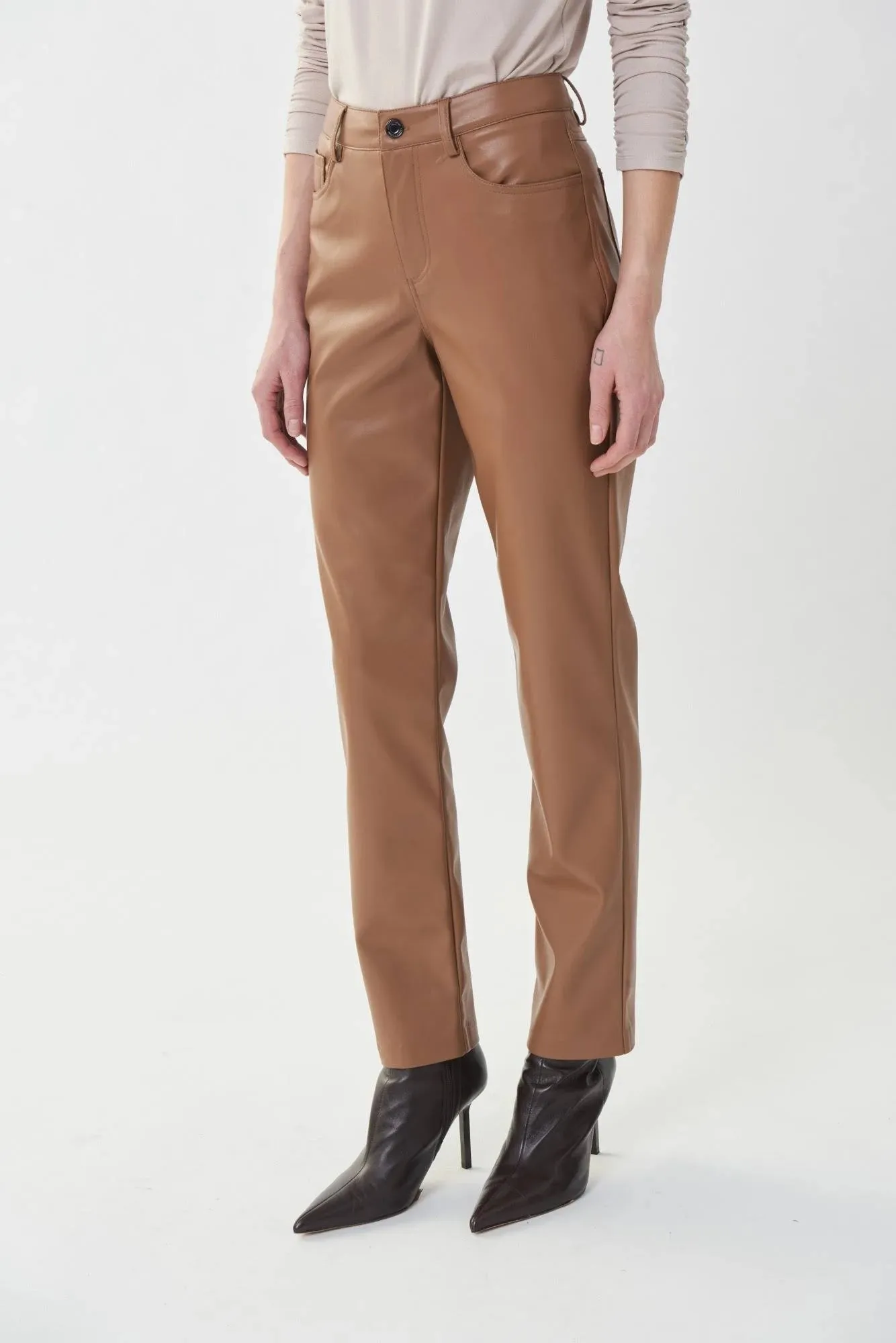 Women's Joseph Ribkoff | Faux Leather Slimming Pant | Nutmeg