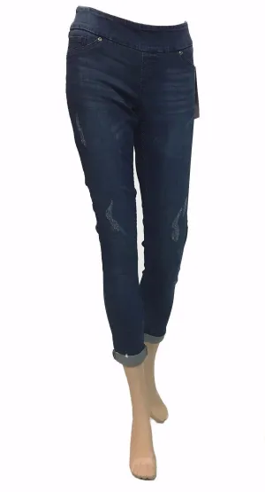 Women's Up! | Blue Jean Pull On Cotton Blend Pants | Blue