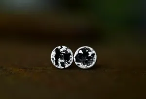 XSilver Moon Studs - Rough Circle Studs - Sterling Silver - Silver Moons - Moon Studs - Rustic Studs - Silver Studs