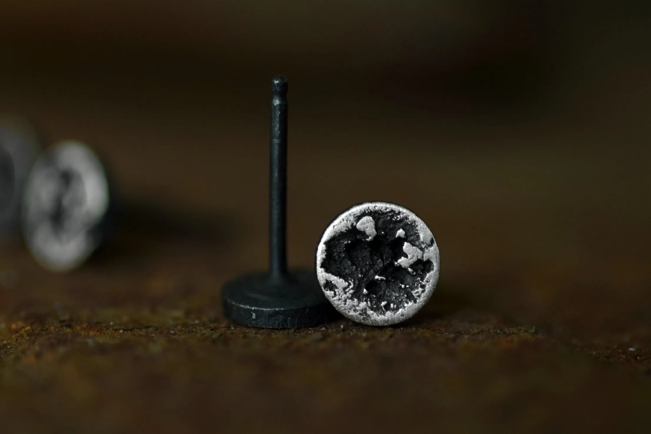 XSilver Moon Studs - Rough Circle Studs - Sterling Silver - Silver Moons - Moon Studs - Rustic Studs - Silver Studs