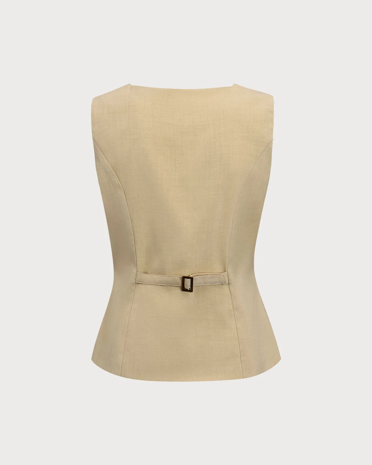 Yellow Square Neck Single Breasted Vest