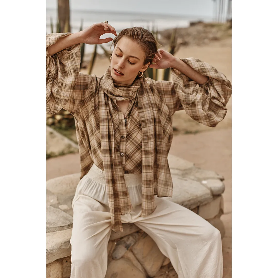 Zadie Shirt - Camel Plaid