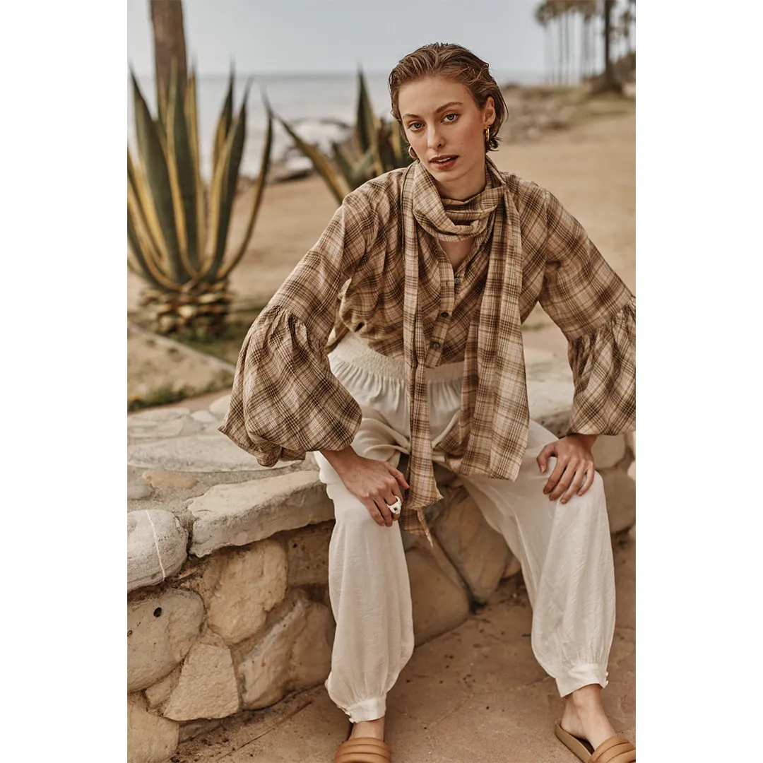 Zadie Shirt - Camel Plaid