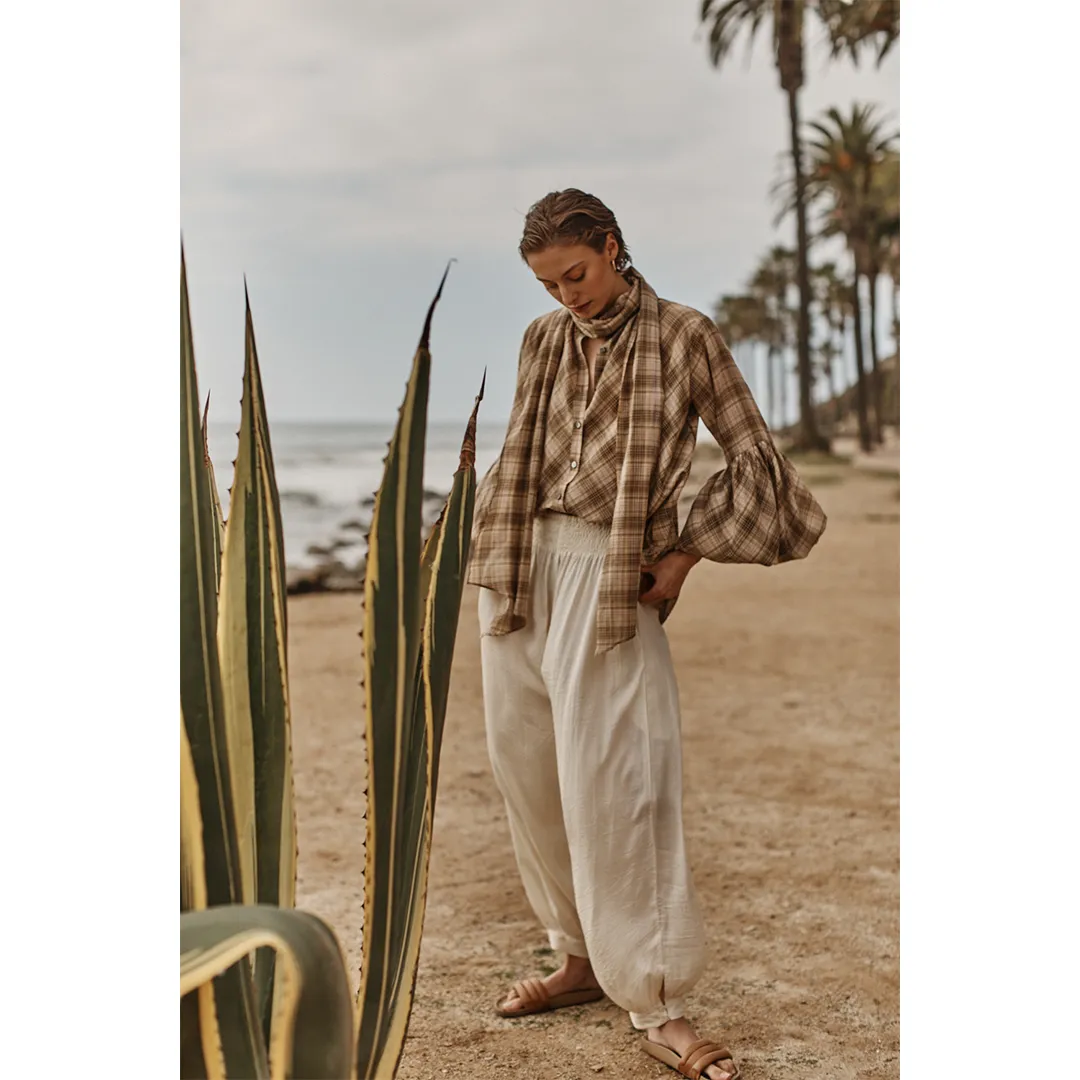 Zadie Shirt - Camel Plaid