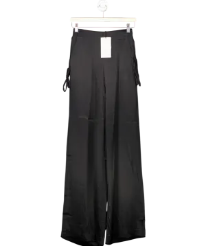ZARA Black Zara Satin Effect Tie Trousers UK XS