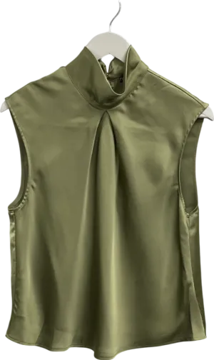 ZARA Green Sleeveless Satin Top UK S