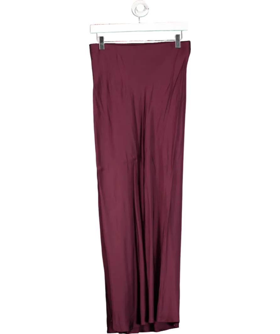ZARA Red Satin Midi Skirt UK S