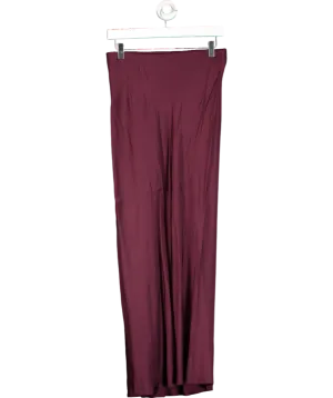 ZARA Red Satin Midi Skirt UK S
