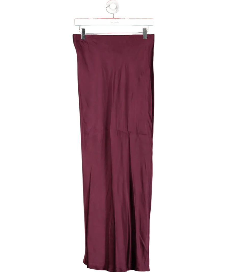 ZARA Red Satin Midi Skirt UK S